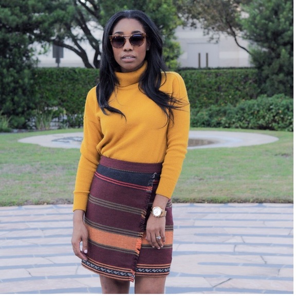 LOFT Stripe Fringe Blanket Wrap Skirt - Picture 7 of 8